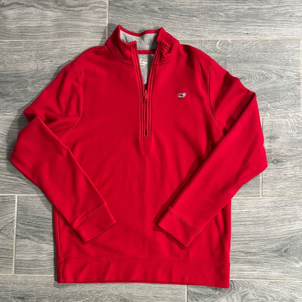 Vineyard Vines Men's Red Quarter-Zip Sweater